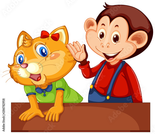 Cute monkey in human-like pose isolated