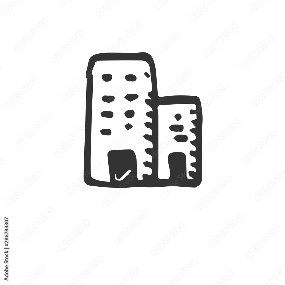 Hand Drawn Vector building icons isolated on white background. symbols