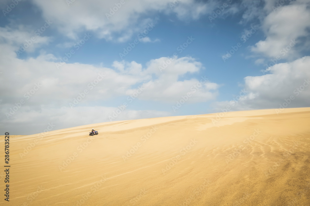 Quadbiking on sand dune, Stockton Sand Dunes, NSW, Australia Quadbiking on sand dune, Stockton Sand Dunes, NSW, Australia