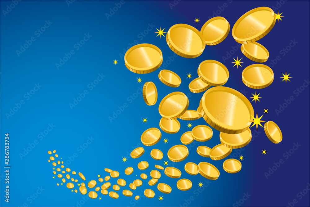 飛び散るコイン お金 のイラスト ギャンブル ファイナンス 金融のイメージ Spreading Gold Coins Stock Vector Adobe Stock