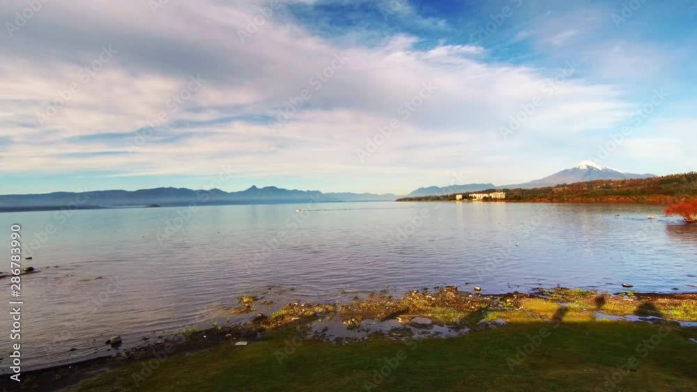 Villa rica lake view with the villa rica volcano in the background 4K Villa rica lake view with the villa rica volcano in the background 4K