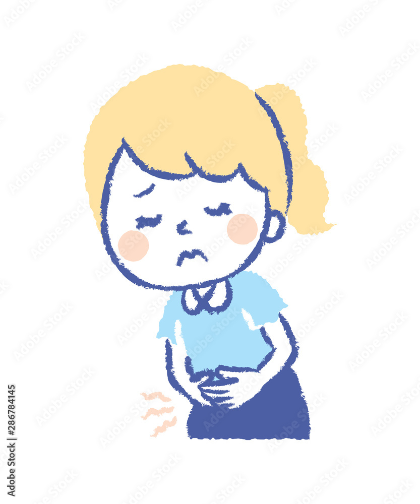 Illustration of a Woman Suffering from Abdominal Pain Illustration of a Woman Suffering from Abdominal Pain