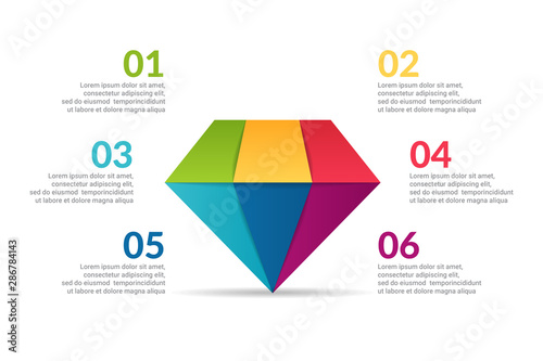 diamond Infographic design with options or list. Infographic of fashion business concept for presentations, banner, workflow layout, process diagram, flow chart and how it work