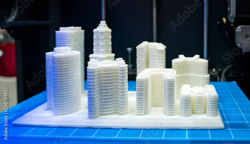 Architectural model printed in a 3D printer. 3D dimensional. photo