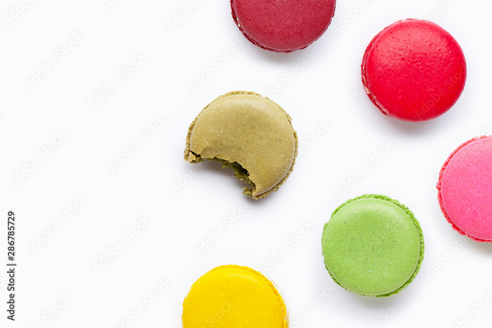 Colorful macarons isolated on white Colorful macarons isolated on white
