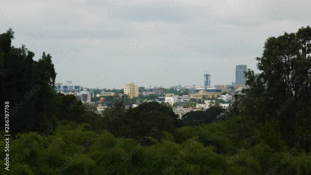 day time famous park top bangalore cityscape panorama 4k india
