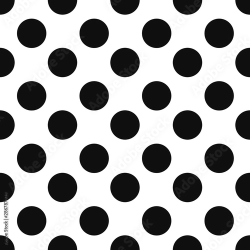 Abstract fashion black and white Big Polka Dot seamless pattern texture.