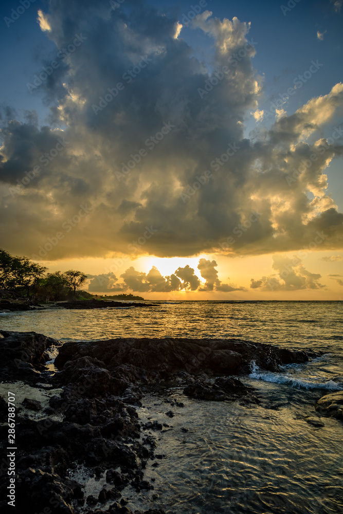 A golden sunset in Hawaii