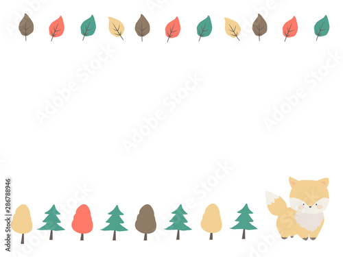 キツネの秋フレーム　落葉