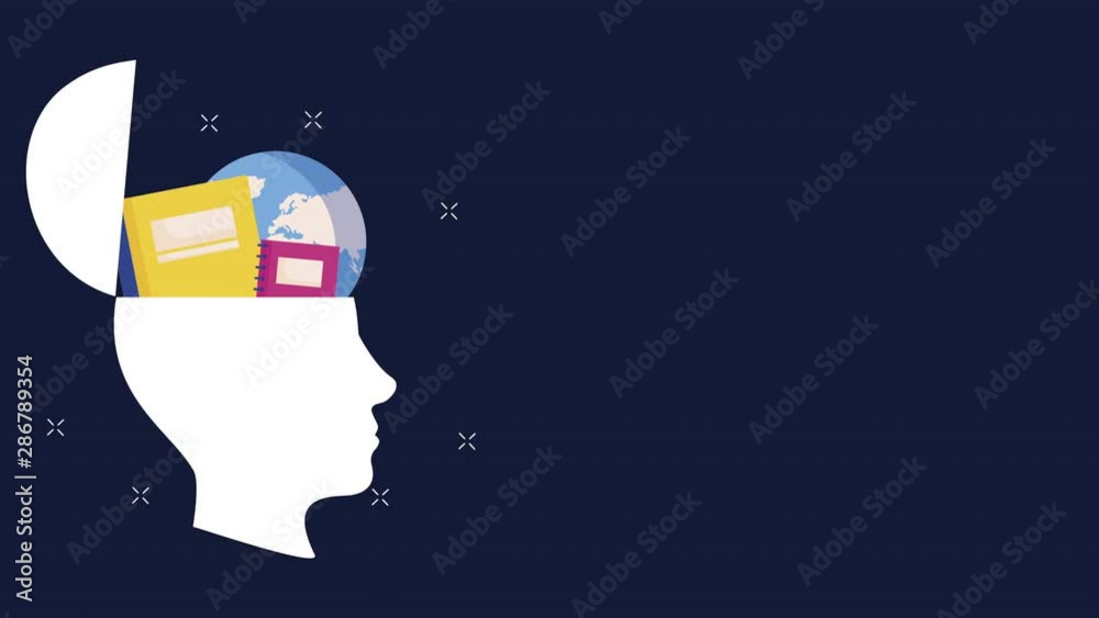 education and learn profile and books animation
