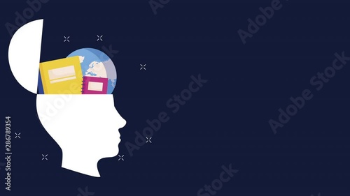 education and learn profile and books animation