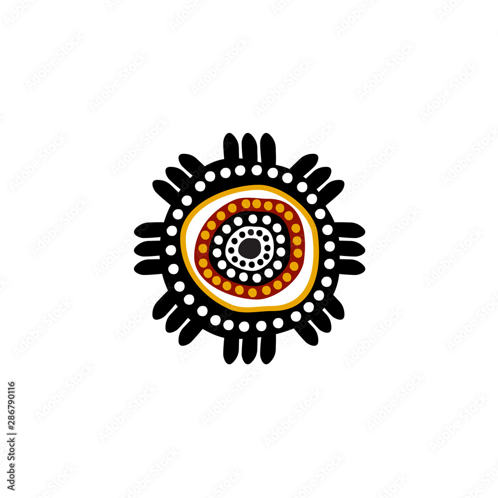 Fototapeta premium Aboriginal art dots painting icon logo design vector template
