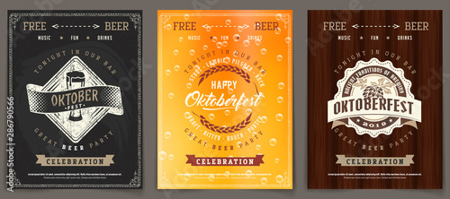 Canvas Print Vector Oktoberfest beer festival celebration template set of retro poster or inv