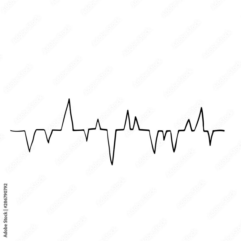 Heart disease cardiogram. Heartbeat line doodle style