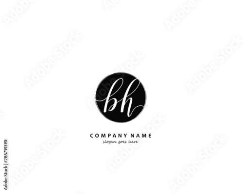 BH Initial handwriting logo vector 