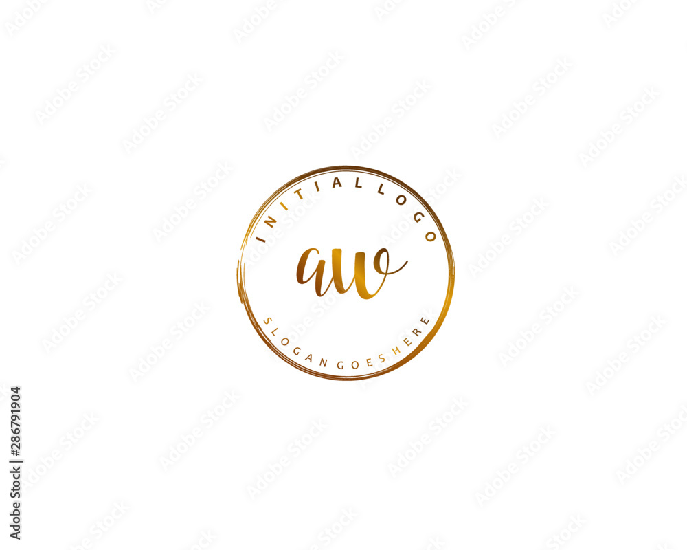 AW Initial handwriting logo vector	