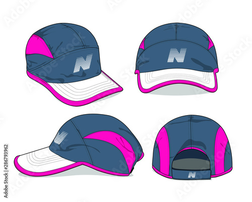 Sports running cap template design vector