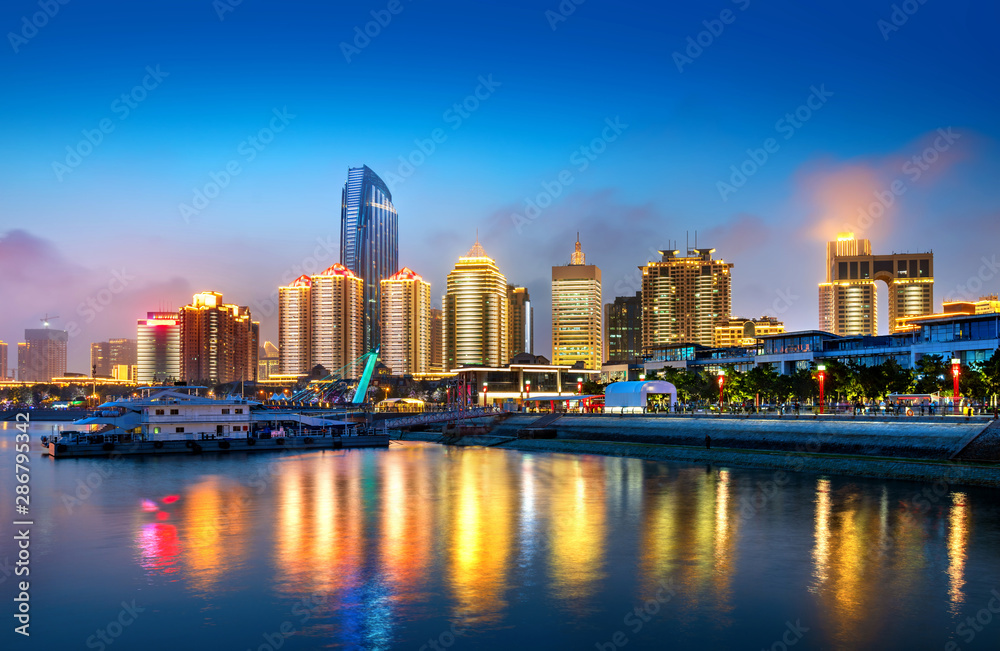 Qingdao city night view of China