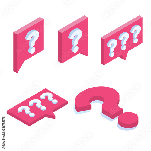Question isometric icons set .  Social media illustration.