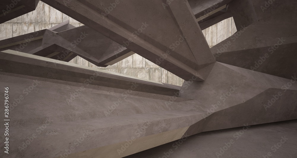 Fototapeta premium Abstract brown and beige concrete interior. 3D illustration and rendering.