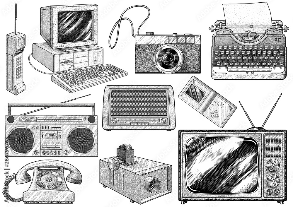 Retro household item illustration, drawing, engraving, ink, line art