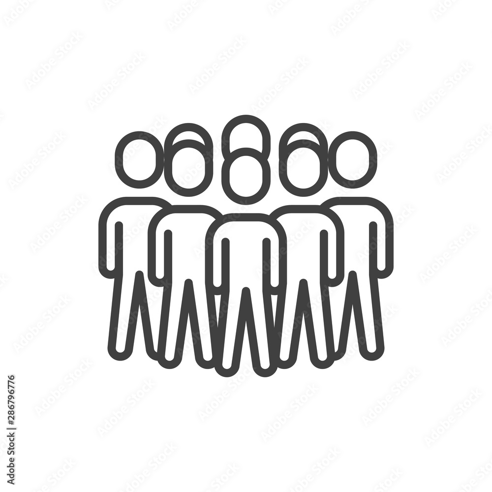 Crowd of people line icon. Teamwork group linear style sign for mobile concept and web design. Group of people outline vector icon. Symbol, logo illustration. Vector graphics Crowd of people line icon. Teamwork group linear style sign for mobile concept and web design. Group of people outline vector icon. Symbol, logo illustration. Vector graphics