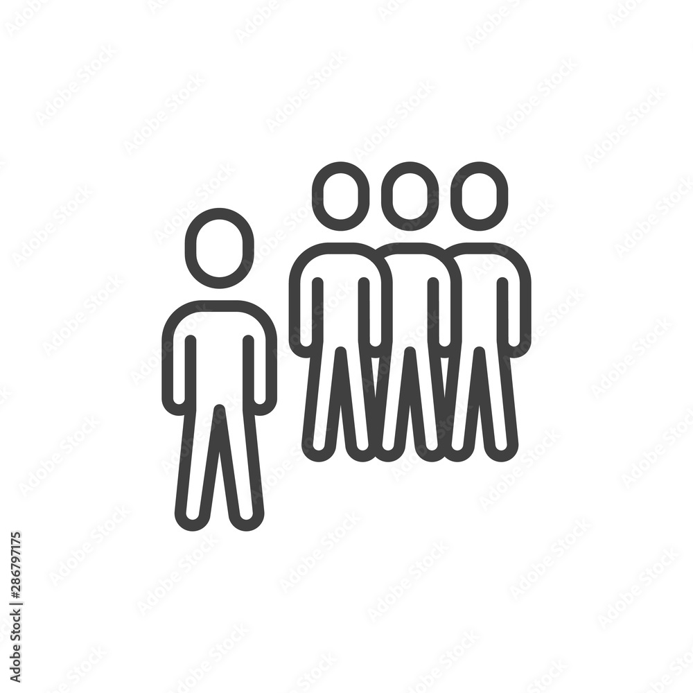 Team group leader line icon. Teamwork, staff linear style sign for mobile concept and web design. Group of people outline vector icon. Symbol, logo illustration. Vector graphics