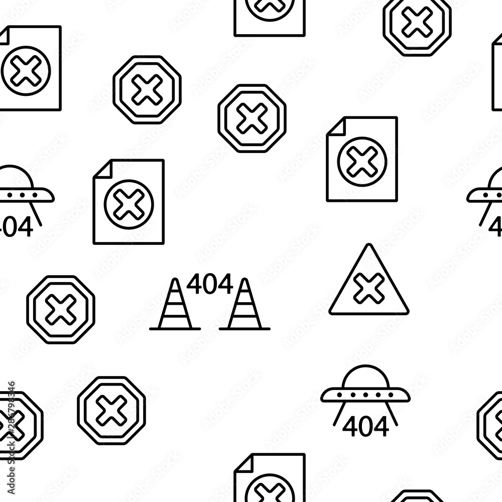404 HTTP Error Message Vector Seamless Pattern Contour Illustration