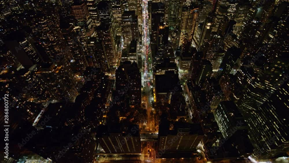 NYC New York Aerial v106 Birdseye Midtown Manhattan cityscape traveling path of East 42nd St from east riverfront to central iconic view - October 2017