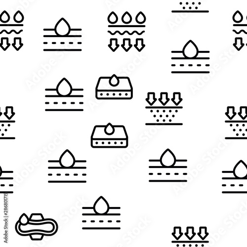 Absorbent, Absorbing Materials Vector Seamless Pattern Contour Illustration