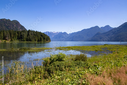 A view of the mountains across a body of water