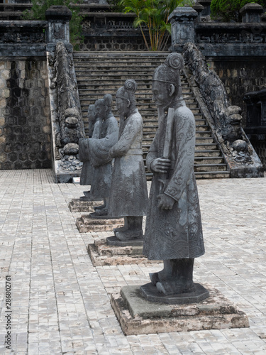 Carved Statues in the Tomb of Emperor Khai Dinh's Courtyard