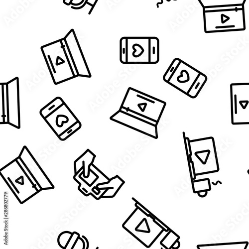 Modern Video Blogger Seamless Pattern Vector Illustration