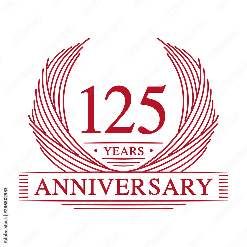 125 years design template. One hundred and twenty-five years jubilee logo. Vector and illustration. 125 years design template. One hundred and twenty-five years jubilee logo. Vector and illustration.