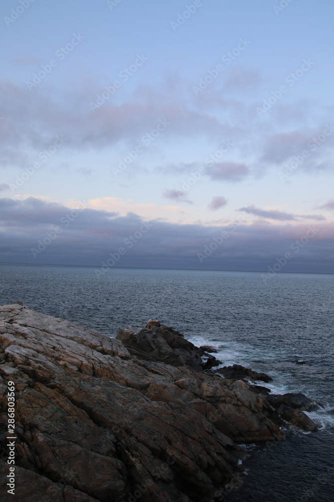 The waves coming into a barren section of land