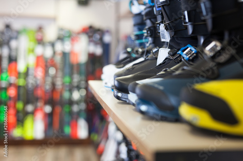 Shop interior with ski boots