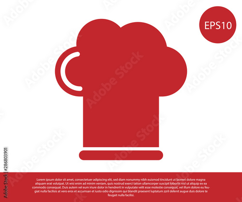 Red Chef hat icon isolated on white background. Cooking symbol. Cooks hat. Vector Illustration