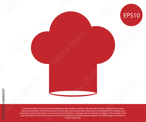 Red Chef hat icon isolated on white background. Cooking symbol. Cooks hat. Vector Illustration