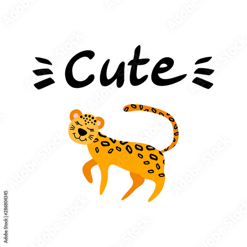 Cute and nice leopard with lettering