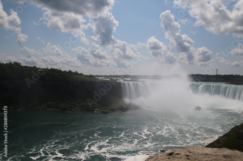 A view of the Niagara falls with mist