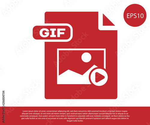 Red GIF file document. Download gif button icon isolated on white background. GIF file symbol. Vector Illustration