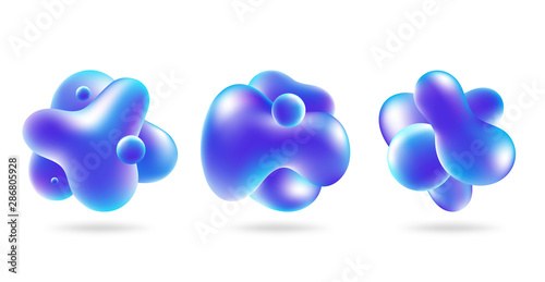 Set of abstract fluid gradient colored. Vector illustration
