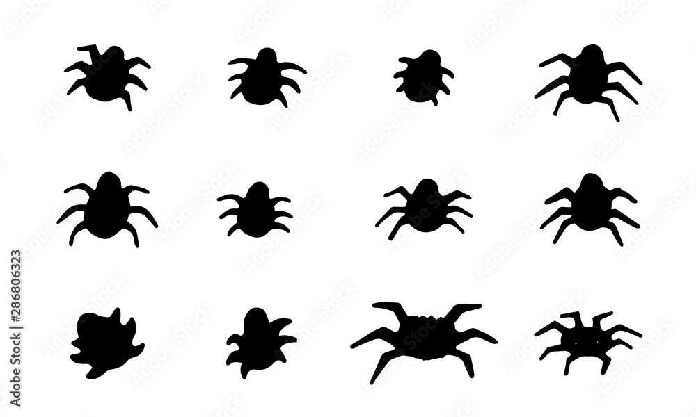 Handdrawn cute halloween spiders and bugs set. Doodle insects for design Handdrawn cute halloween spiders and bugs set. Doodle insects for design