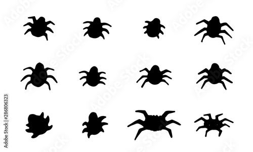 Handdrawn cute halloween spiders and bugs set. Doodle insects for design