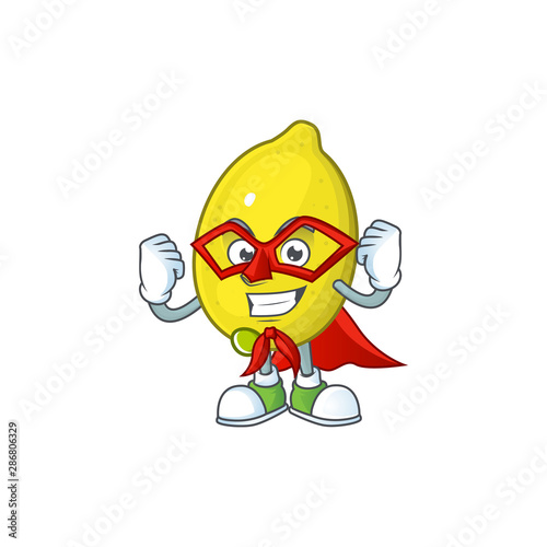 Super hero lemon character with design cartoon mascot