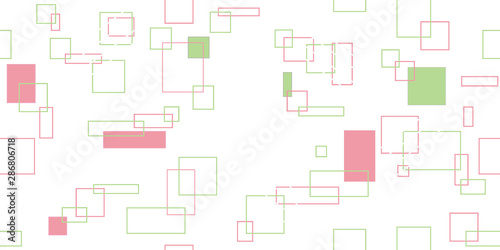 Seamless pattern from colored rectangles and squares. Cropped shapes. Vector illustration. Isolated elements.