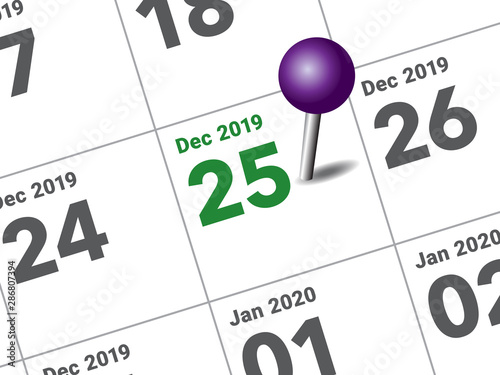 Christmas day calendar on diary