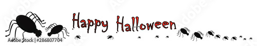 Banner mit "Happy Halloween" Text und Spinnen extra lang