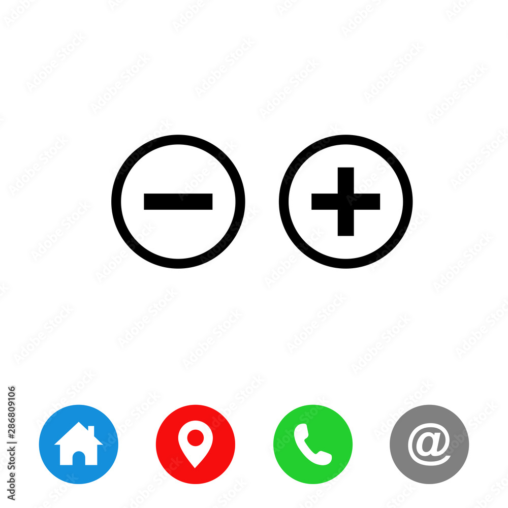 Plus and minus symbol icon vector Plus and minus symbol icon vector