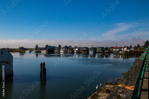 A view of a row of houseboats on the edge of a river © David